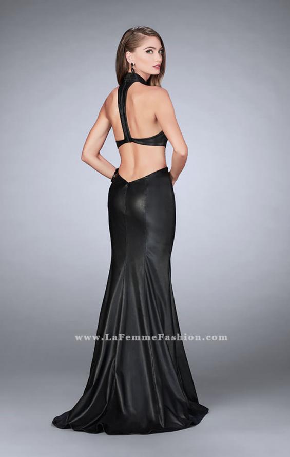 Picture of: Long Vegan Leather Prom Dress with Choker in Black, Style: 24018, Back Picture
