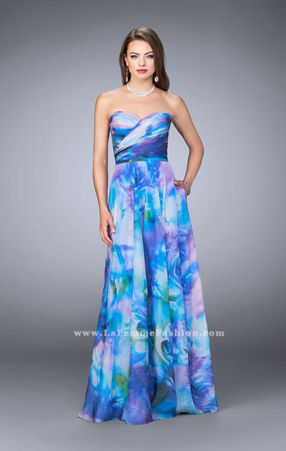Picture of: Strapless Chiffon Prom Dress Rose Print Fabric in Print, Style: 24021, Main Picture