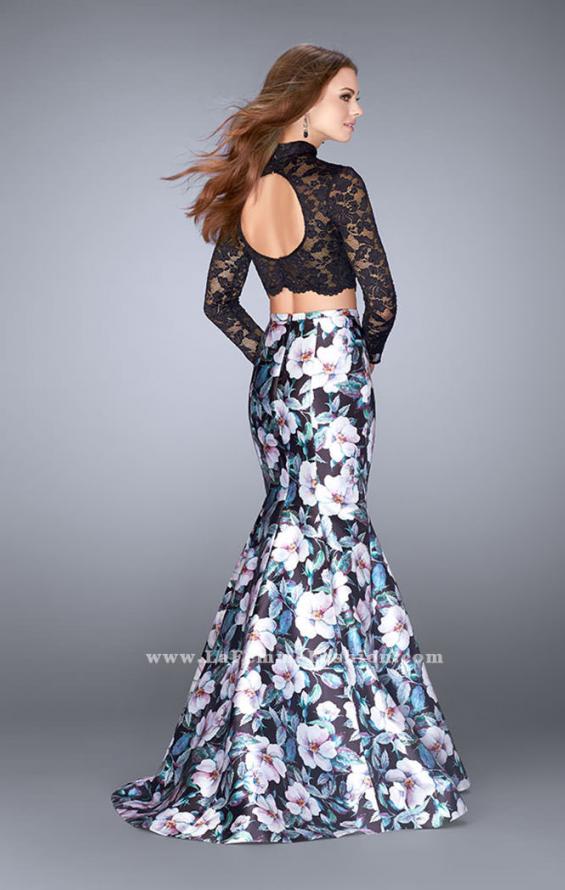 Picture of: Two Piece Mermaid Dress with Long Sleeve Lace Top in Print, Style: 24028, Back Picture