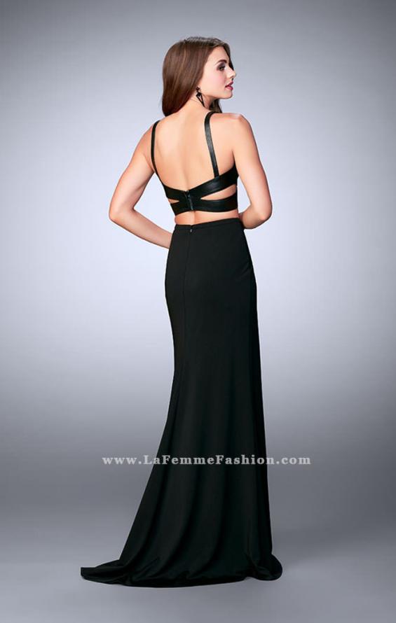 Picture of: Two Piece Dress with Vegan Leather Top and Cut Outs in Black, Style: 24036, Back Picture