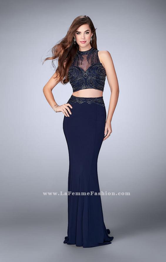 Picture of: Two Piece Prom Dress with an Illusion Neckline in Blue, Style: 24051, Detail Picture 2