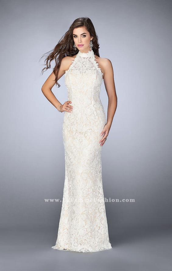 Picture of: Beaded Lace Prom Dress with Open Back in White, Style: 24089, Detail Picture 2