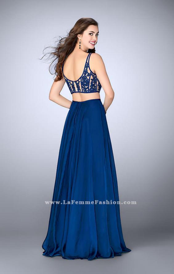 Picture of: Two Piece A-line Dress with Sheer Lace Bustier Top in Blue, Style: 24237, Detail Picture 3