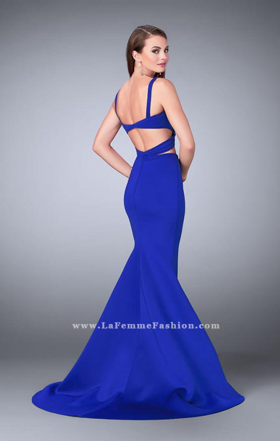 Picture of: Faux Two Piece Neoprene Dress with Mermaid Skirt in Blue, Style: 24288, Back Picture