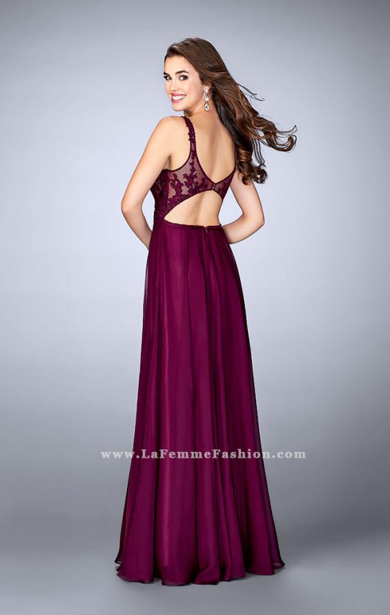 Picture of: A-line Prom Dress with Chiffon Skirt and Lace Top in Pink, Style: 24296, Back Picture