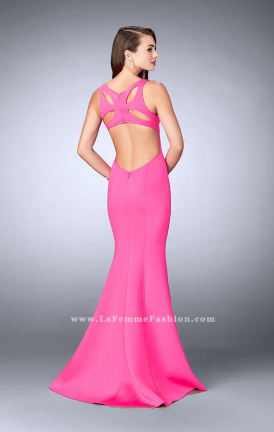 Picture of: Neoprene Mermaid Prom Dress with Cut Out Back in Pink, Style: 24360, Back Picture