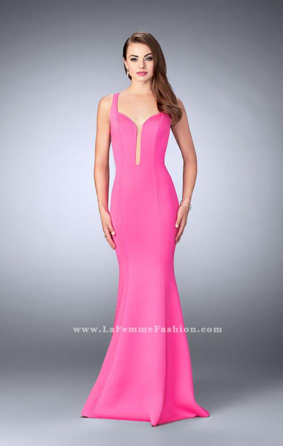 Picture of: Neoprene Mermaid Prom Dress with Cut Out Back in Pink, Style: 24360, Detail Picture 1