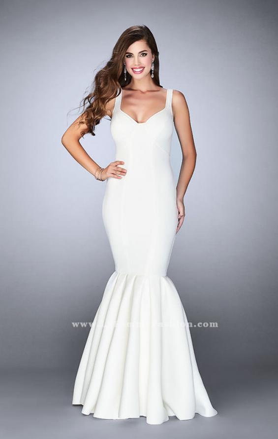 Picture of: Classic Neoprene Dress with Pleated Mermaid Skirt in White, Style: 24361, Main Picture