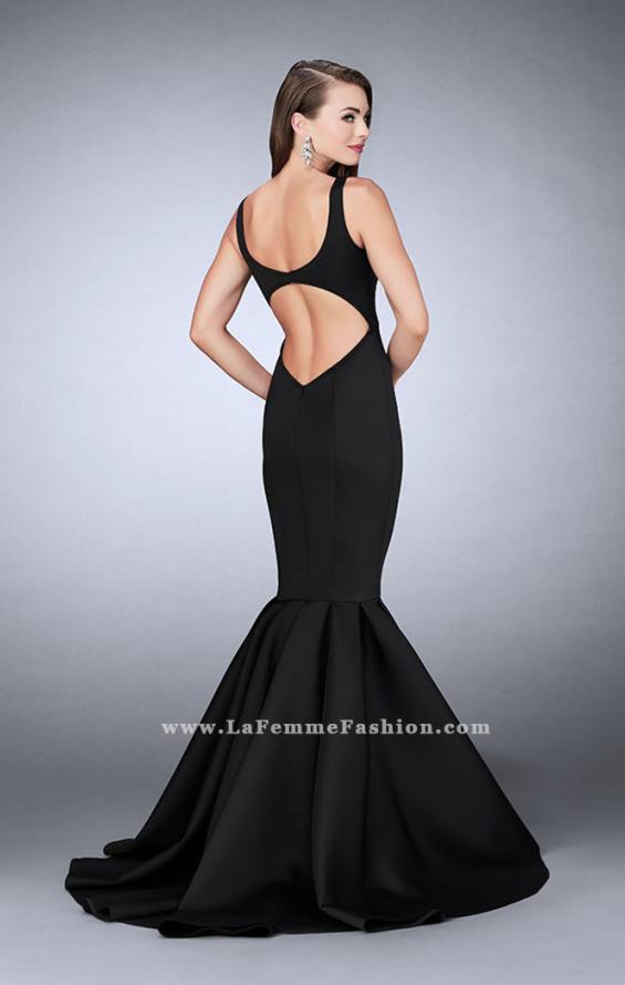 Picture of: Classic Neoprene Dress with Pleated Mermaid Skirt in Black, Style: 24361, Back Picture