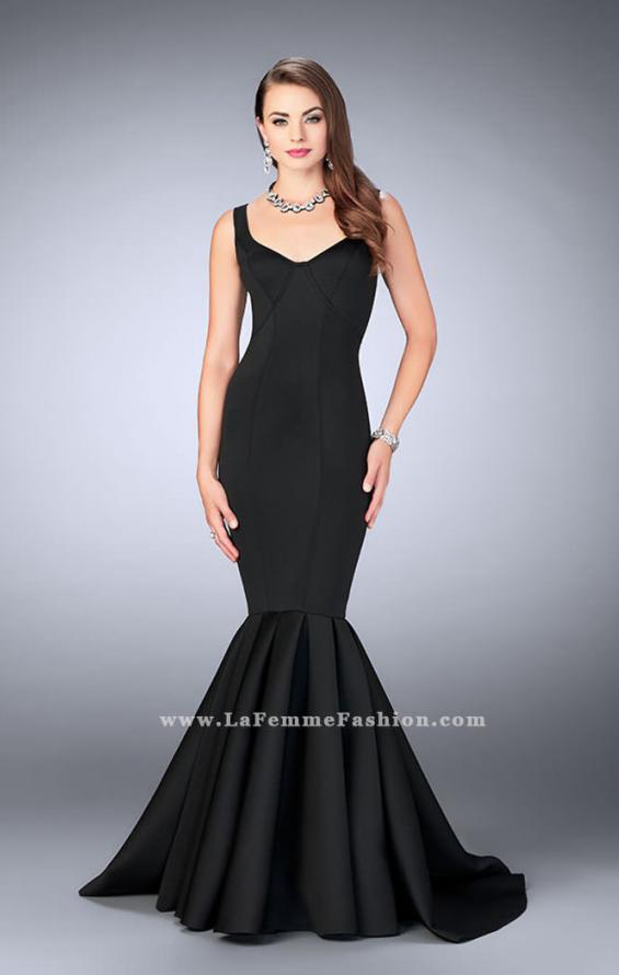 Picture of: Classic Neoprene Dress with Pleated Mermaid Skirt in Black, Style: 24361, Detail Picture 1
