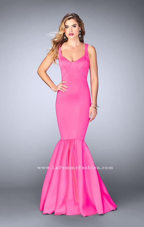 Picture of: Classic Neoprene Dress with Pleated Mermaid Skirt in Pink, Style: 24361, Detail Picture 4