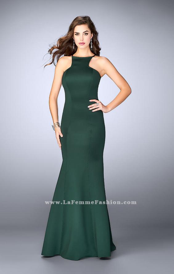 Picture of: High Neck Neoprene Prom Dress with Strappy Back in Green, Style: 24374, Detail Picture 1