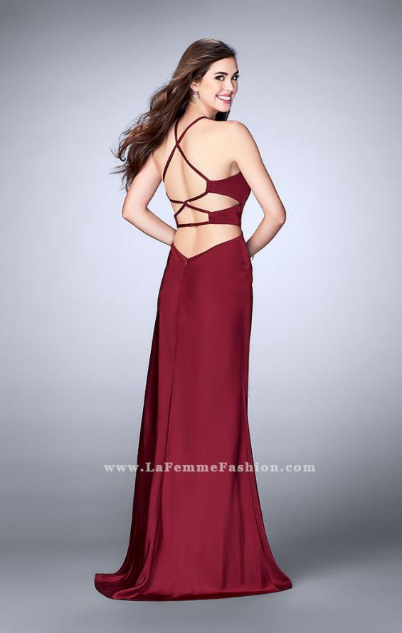 Picture of: Long Jersey Prom Dress with Cut Outs and Strappy Back in Red, Style: 24380, Detail Picture 2