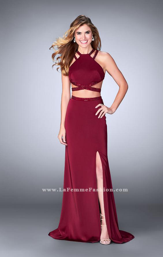 Picture of: Beaded strappy two piece with a high neckline in Red, Style: 24420, Detail Picture 3