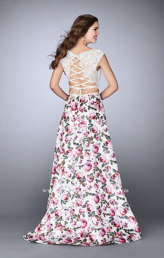 Picture of: Long A-line Two Piece Prom Dress with Floral Skirt in Print, Style: 24428, Back Picture