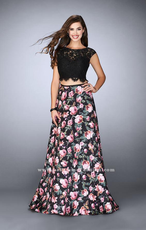 Picture of: Long A-line Two Piece Prom Dress with Floral Skirt in Print, Style: 24428, Detail Picture 1
