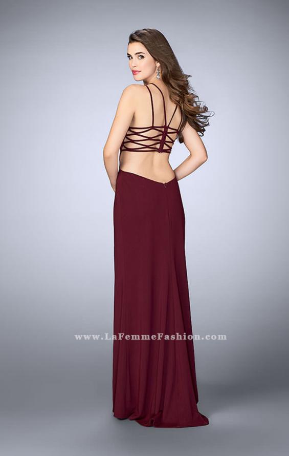 Picture of: High Neck Prom Dress with Strappy Back and Side Slit in Red, Style: 24443, Detail Picture 10