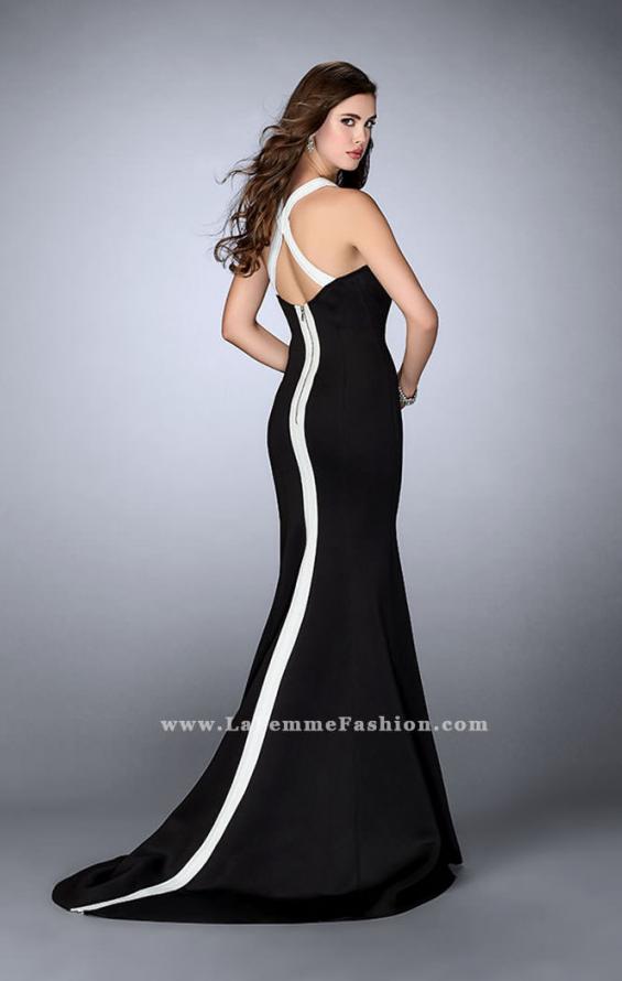 Picture of: Long Neoprene Prom Dress with Exposed Zipper in Black, Style: 24449, Back Picture