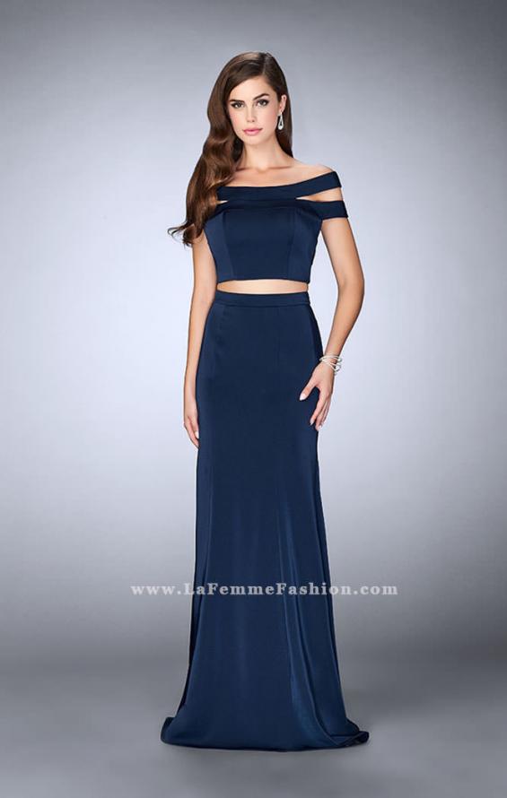 Picture of: Off the Shoulder Two Piece Dress with Strappy Back in Blue, Style: 24520, Detail Picture 1