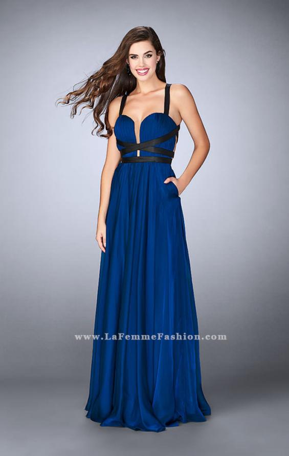 Picture of: Chiffon A-line Prom Dress with Vegan Leather Straps in Blue, Style: 24536, Main Picture