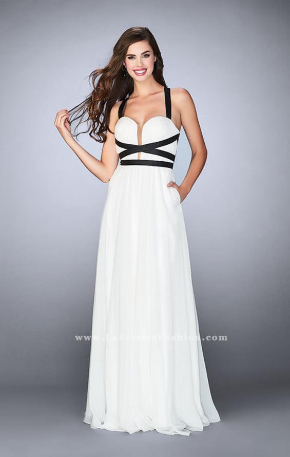 Picture of: Chiffon A-line Prom Dress with Vegan Leather Straps in Ivory, Style: 24536, Detail Picture 3