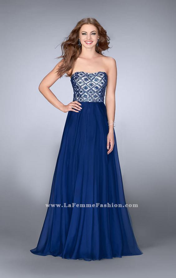 Picture of: Strapless A-line Dress with Beading and Chiffon Skirt in Blue, Style: 24561, Main Picture
