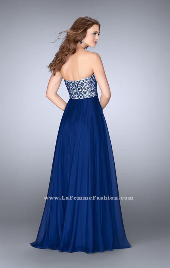 Picture of: Strapless A-line Dress with Beading and Chiffon Skirt in Blue, Style: 24561, Back Picture