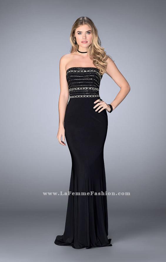Picture of: Strapless Dress with Beaded Top with Flare Skirt in Black, Style: 24573, Main Picture