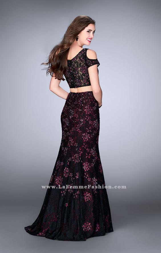 Picture of: Two Piece Cold Shoulder Lace Dress with Beading in Red, Style: 24583, Back Picture