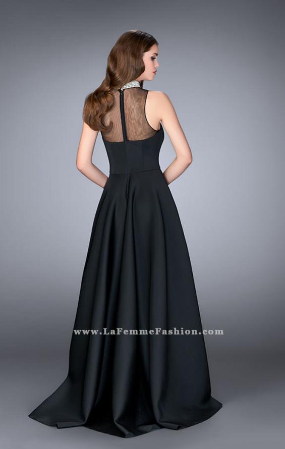 Picture of: A-line Neoprene Prom Gown with Beaded Choker in Black, Style: 24607, Back Picture