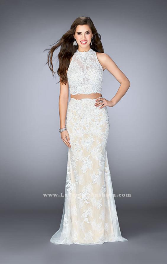 Picture of: Two Piece Lace Prom Dress with Flare Skirt in White, Style: 24615, Main Picture