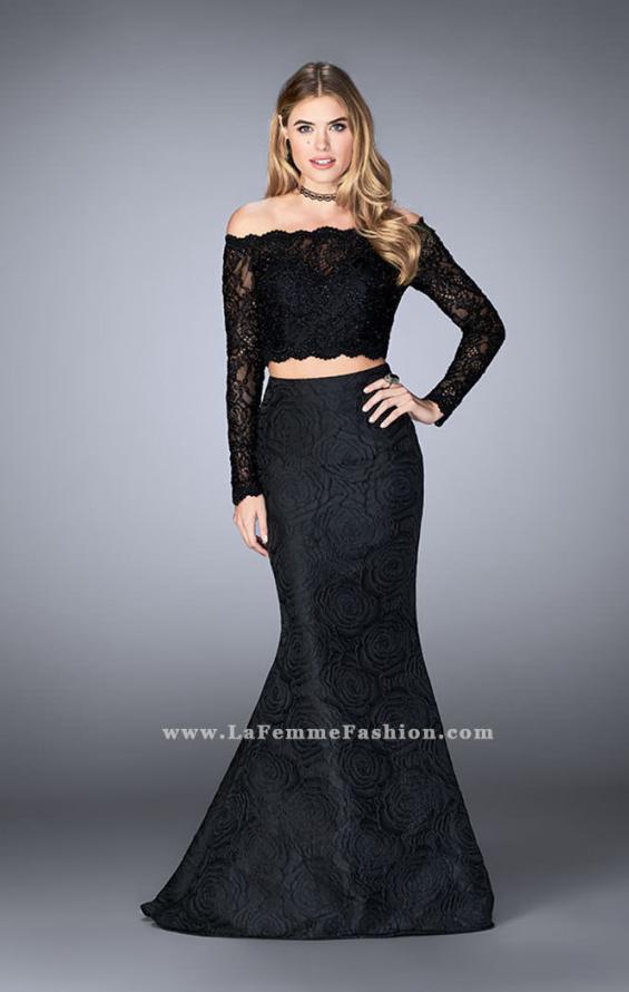 Picture of: Two Piece Lace Top Prom Dress with Mermaid Skirt in Black, Style: 24648, Main Picture
