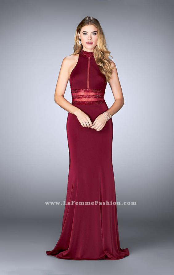 Picture of: Jersey Dress with Sheer Beaded Back and Waist in Red, Style: 24654, Detail Picture 1