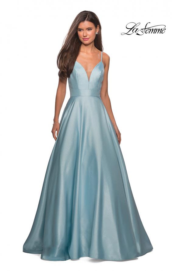 Picture of: Simple A-Line Long Prom Dress with Pockets in Aqua, Style: 27823, Detail Picture 2