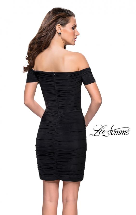 Picture of: Off the Shoulder Little Black Dress with Ruching in Black, Style: 26742, Back Picture