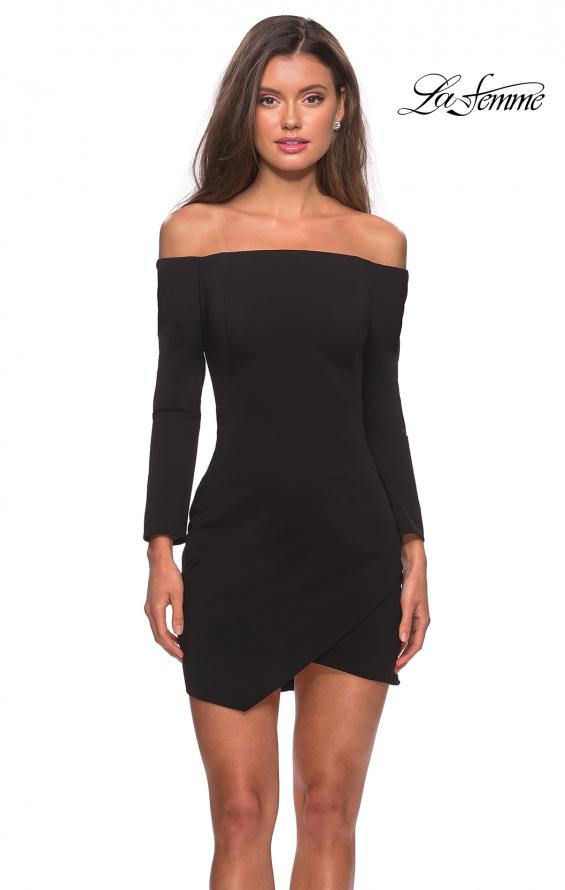 Picture of: Tight Homecoming Dress with Long Sleeves in Black, Style: 28182, Detail Picture 2