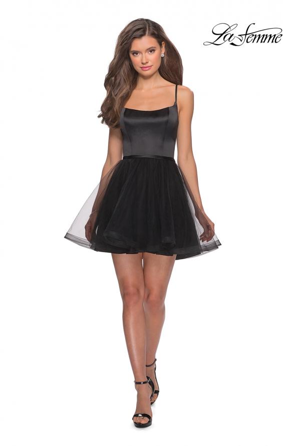 Picture of: Short Tulle Homecoming Dress with Scoop Neck in Black, Style: 28156, Detail Picture 3