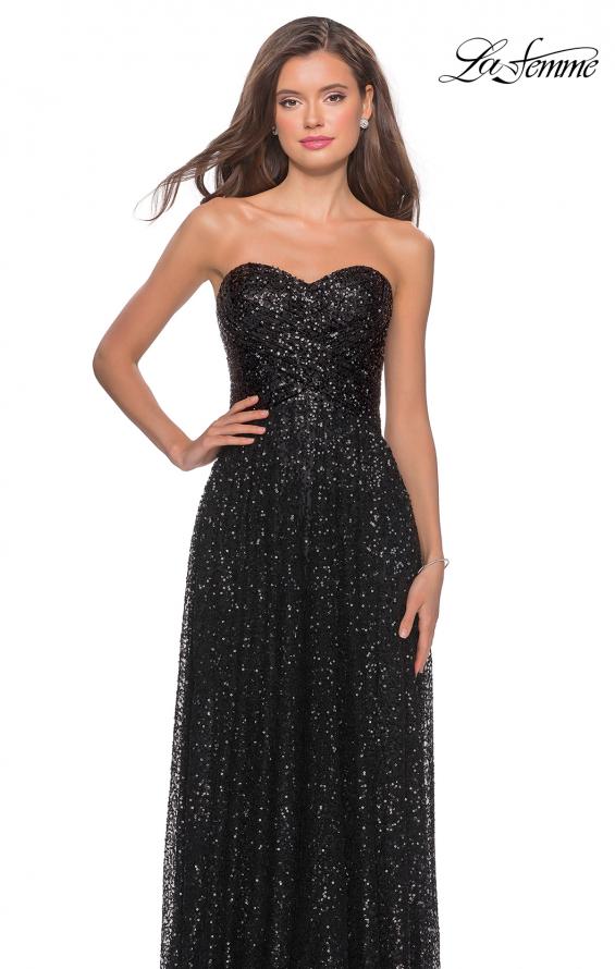 Picture of: Long Sequined Dress with Sweetheart Neckline in Black, Style: 27879, Detail Picture 4