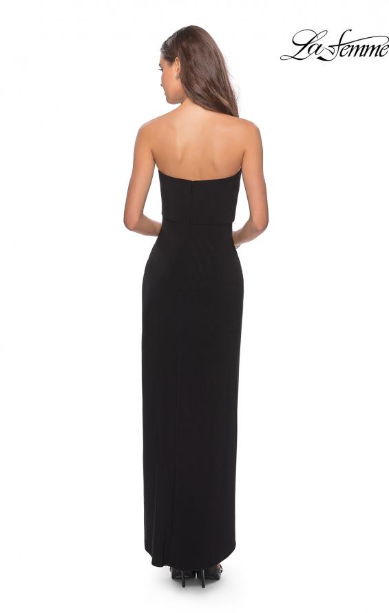 Picture of: Long Strapless Jersey Dress with Side Ruching in Black, Style: 28204, Detail Picture 4