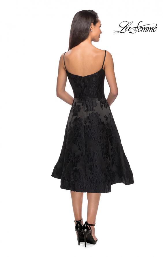 Picture of: Tea Length Lace Dress with Spaghetti Straps in Black, Style: 27748, Back Picture