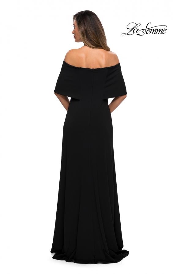 Picture of: Off the Shoulder Jersey Gown with Column Skirt in Black, Style: 28209, Back Picture