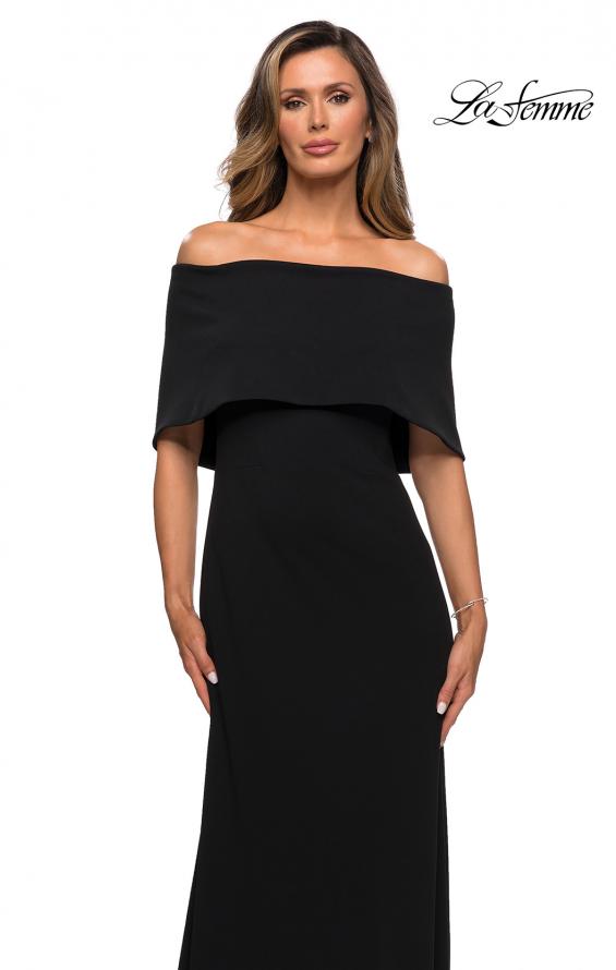 Picture of: Off the Shoulder Jersey Gown with Column Skirt in Black, Style: 28209, Detail Picture 1