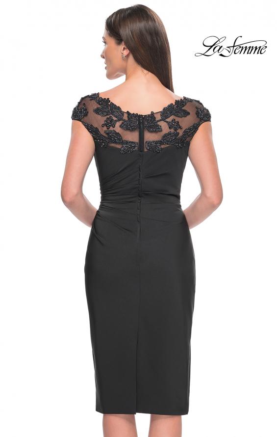 Picture of: Short Satin Evening Dress with Beaded Details in Black, Style: 31839, Detail Picture 2
