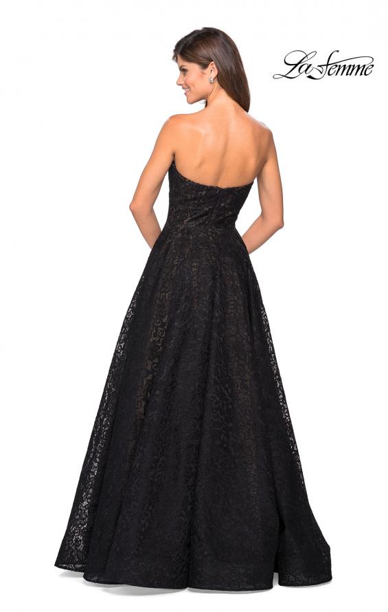 Picture of: A Line Lace Strapless Ball Gown in Black Nude, Style: 27284, Back Picture