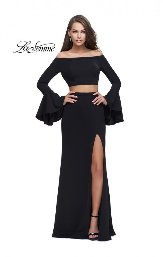 Picture of: Off the Shoulder Two Piece Dress with Flared Sleeves in Black, Style: 25261, Main Picture
