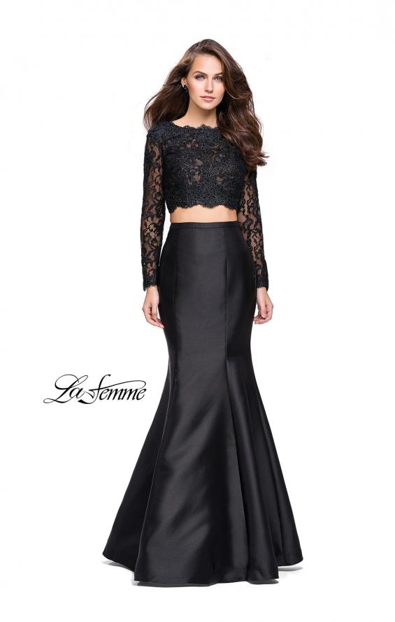 Picture of: Two Piece Mermaid Dress with Lace Top and Rhinestones in Black, Style: 25324, Main Picture