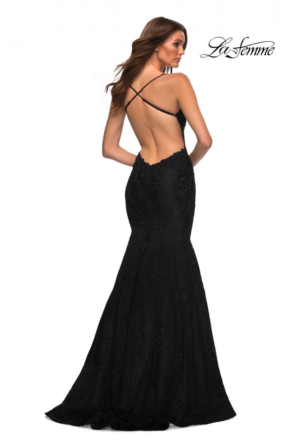Picture of: Mermaid Lace Gown with Sheer Bodice and Open Back in Black, Style: 30467, Detail Picture 8
