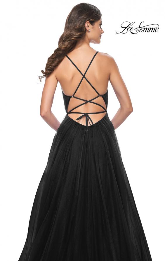 Picture of: A-Line Prom Dress with Illusion Ruched Bodice in Black, Style: 31457, Detail Picture 9