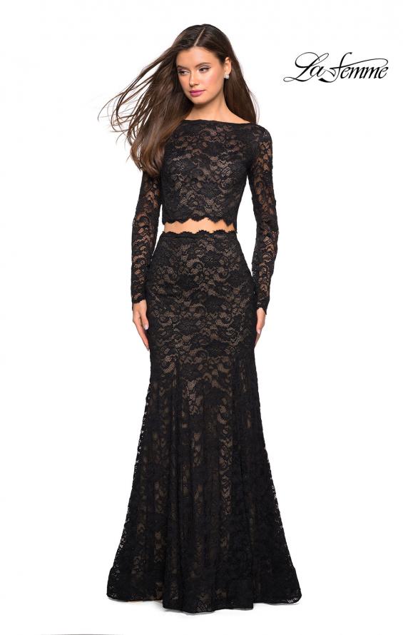 Picture of: Stretch Lace Long Sleeve Two Piece Prom Dress, Style: 27601, Detail Picture 11