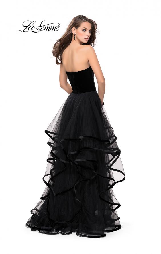 Picture of: Strapless Tulle Ball Gown with Velvet Detail in Black, Style: 25461, Back Picture